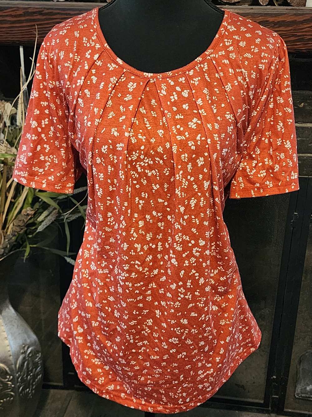 Orange Pleated Top